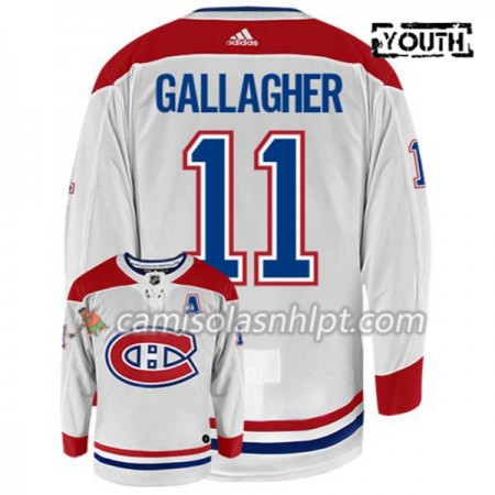 Camisola Montreal Canadiens BRENDAN GALLAGHER 11 Adidas Branco Authentic - Criança